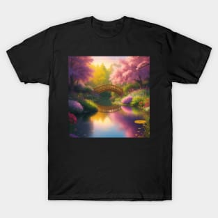 Bridge in a Fantasy Spring Garden T-Shirt